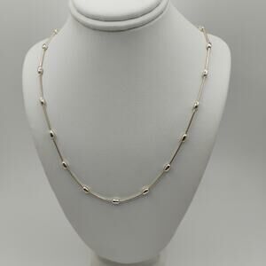 Rice Bead Sterling Silver Necklace with Lobster Claw Clasp 18-inches